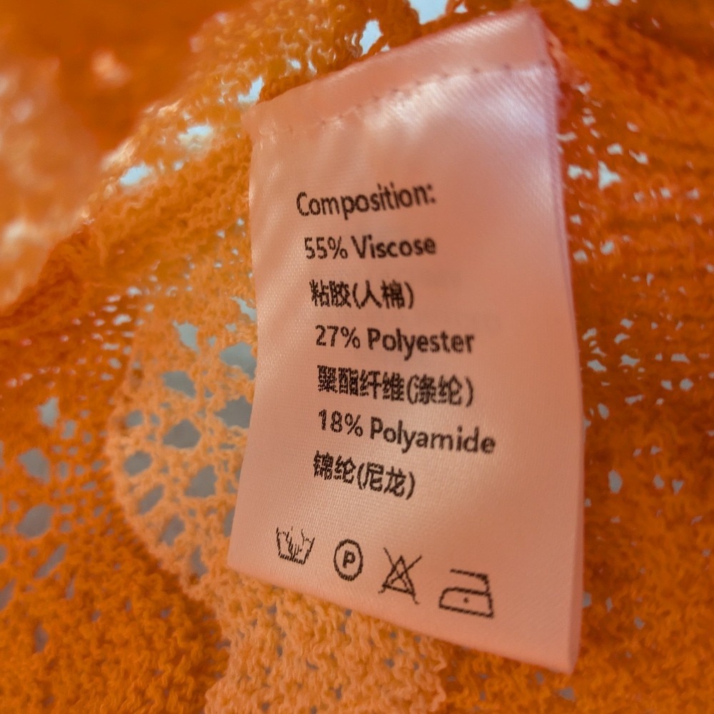 Knit Mix Sweater Vest Women's S Orange Chevron Cropped Boho - Picture 8 of 10